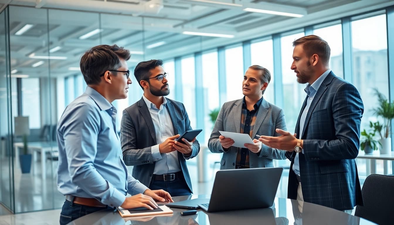 Headhunter Ingenieure discussing career opportunities in a modern office environment