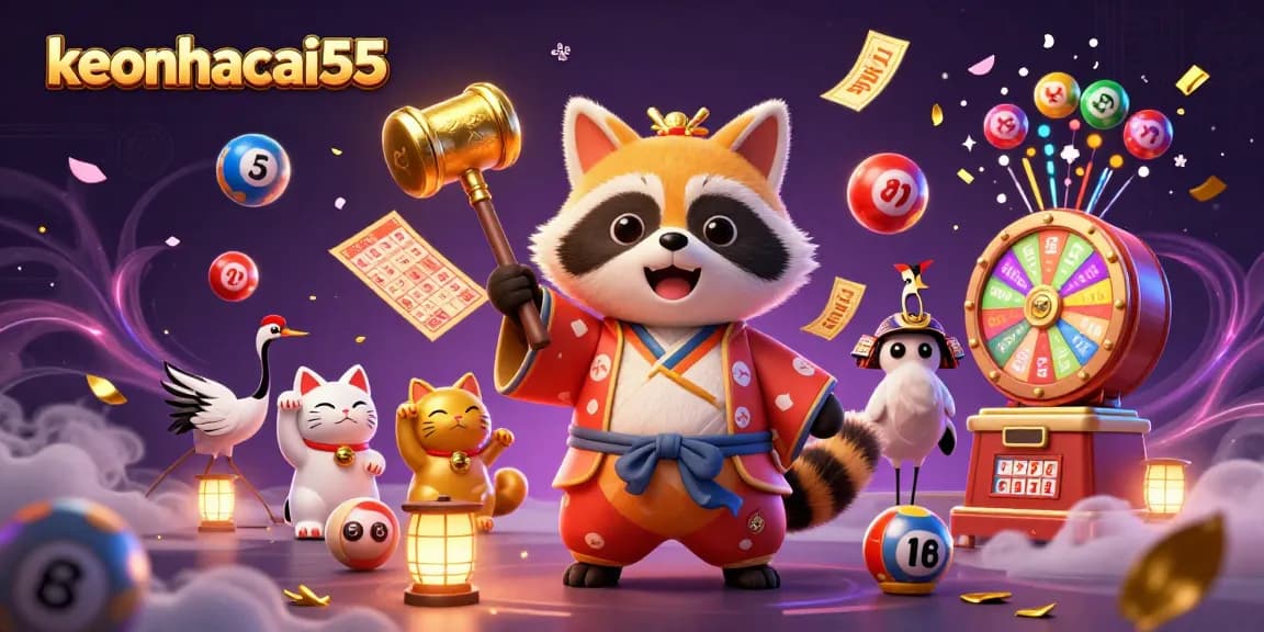 Join the fun with keonhacai55 as vibrant lottery elements and lucky characters create engaging casino action.