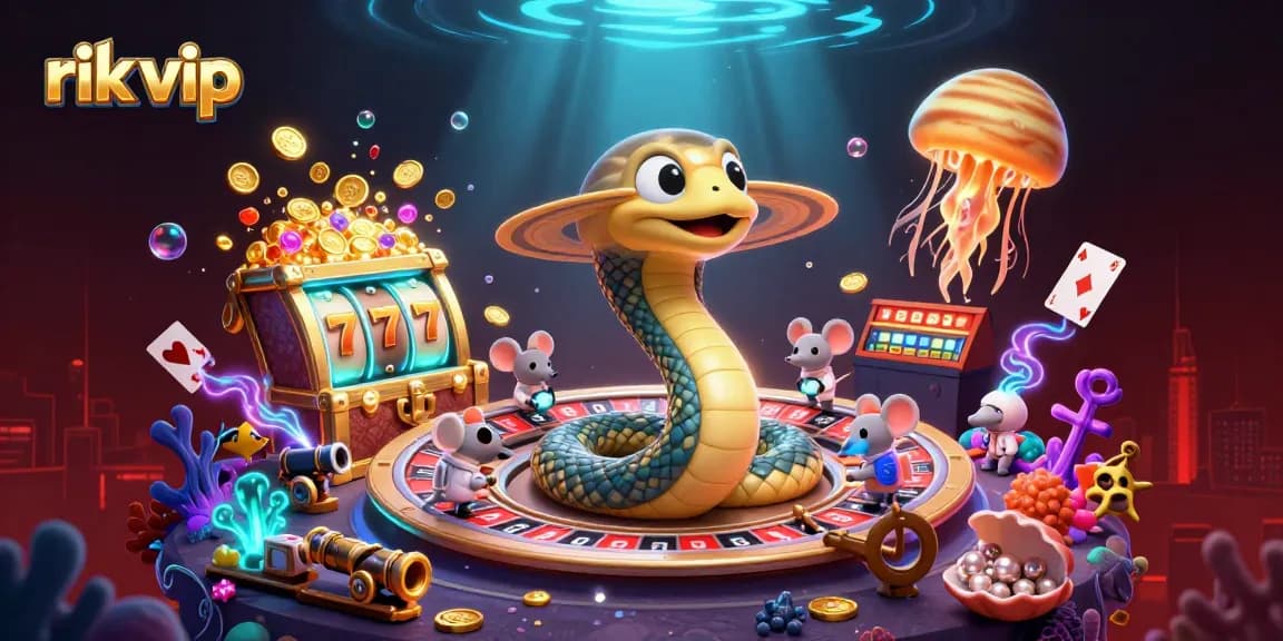 Experience thrilling bets with rik vip as cartoon mice play alongside a cosmic dealer in a vibrant roulette scene.