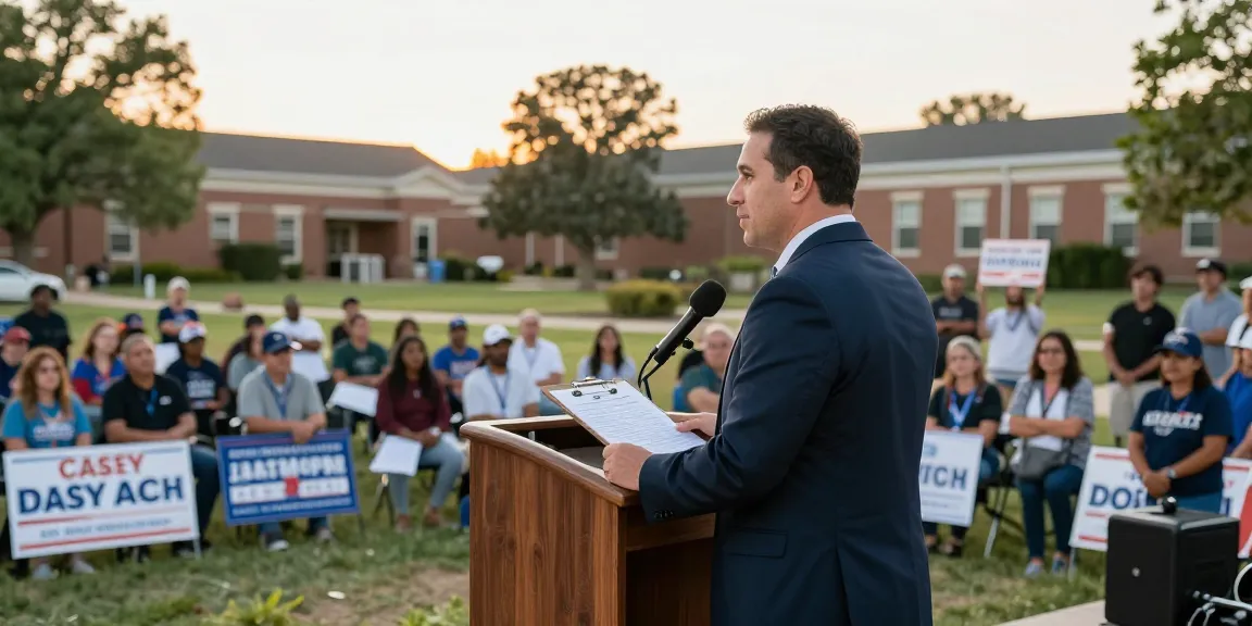 Casey Askar engaging with community during a town hall meeting.