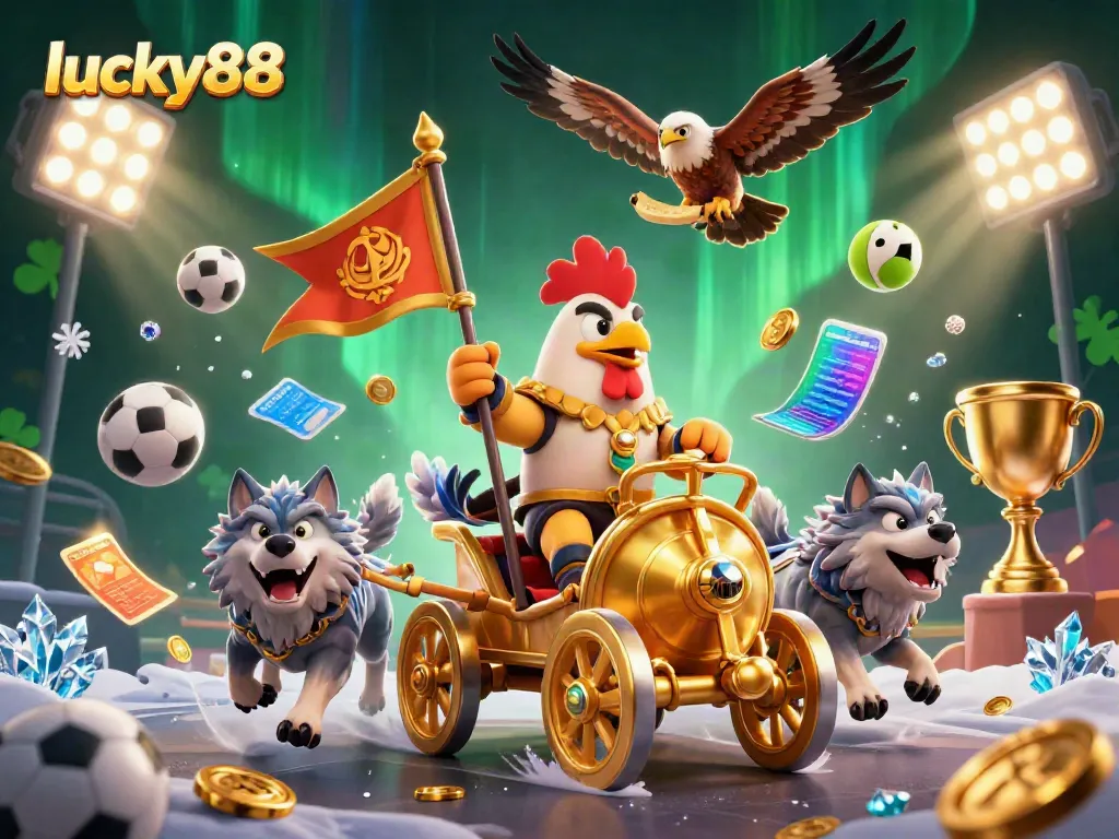 Engage with the thrilling world of lucky88, showcasing a warlord and dynamic sports betting elements.