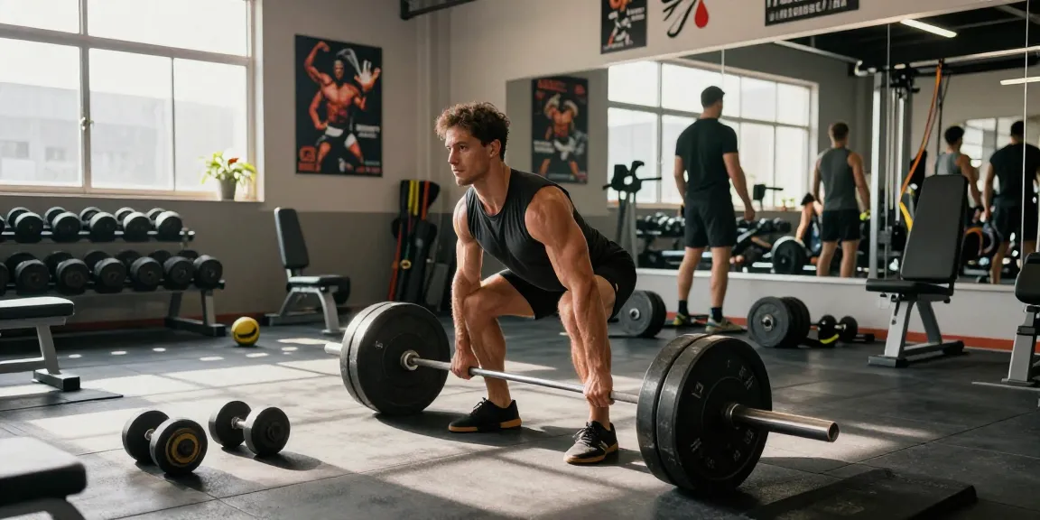 Anabolika Shop showcasing a bodybuilder lifting weights in a vibrant gym, emphasizing strength and dedication to muscle growth.