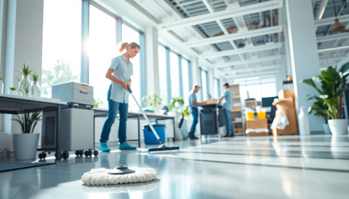Effektive Gebäudereinigung Ulm durch professionelles Reinigungsteam in modernem Büro.