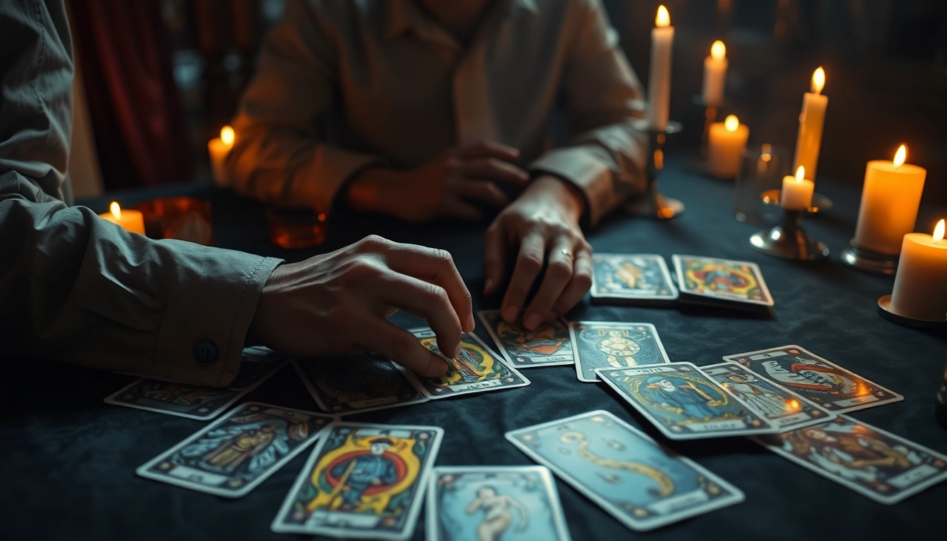 Erfahre mehr über die tarotkarten bedeutung bei einer mystischen Lesung mit sorgfältig angeordneten Karten.