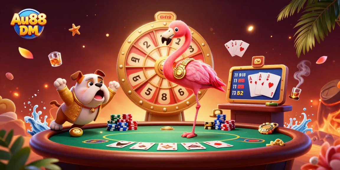 Win big with Au88 DM at the exciting game show scene featuring a colorful prize wheel