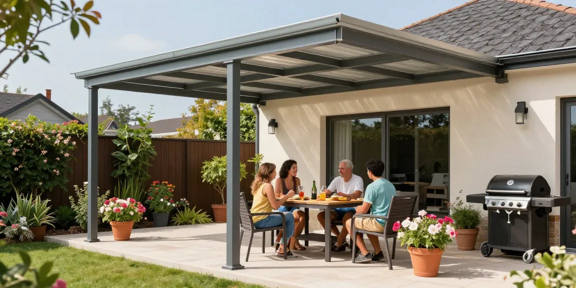 Moderne Terrassenüberdachungen für gemütliche Sommerabende im Garten.