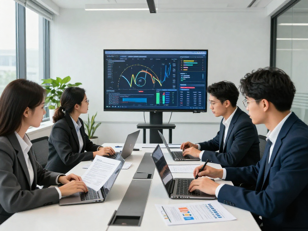 Team collaborating on document fraud detection analysis in a modern office setting.