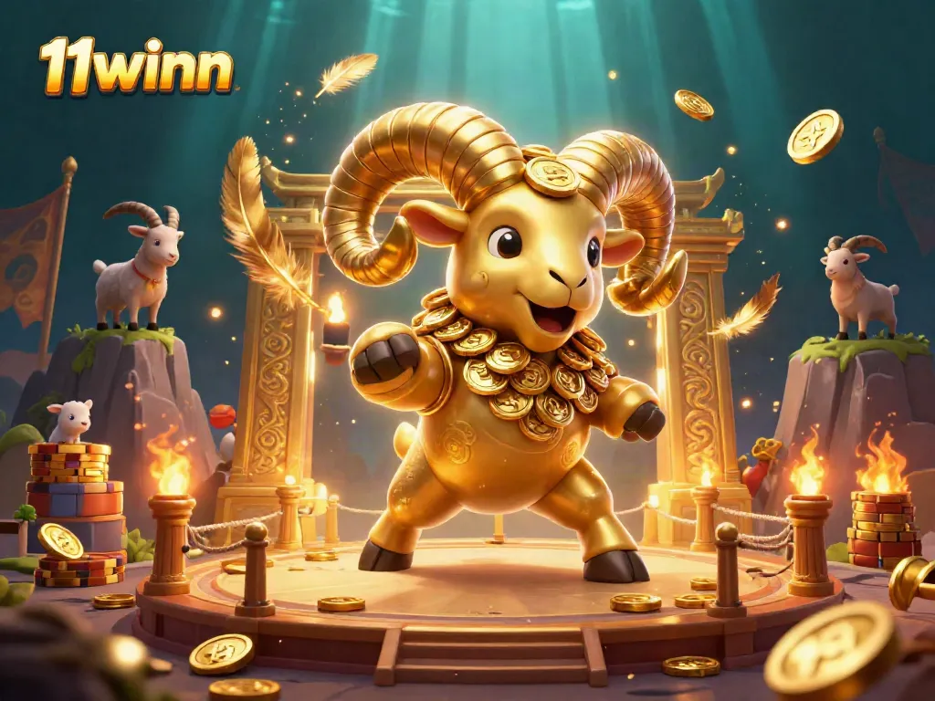 Experience thrilling action at 11winn with a vibrant scene featuring a golden ram charging towards victory.